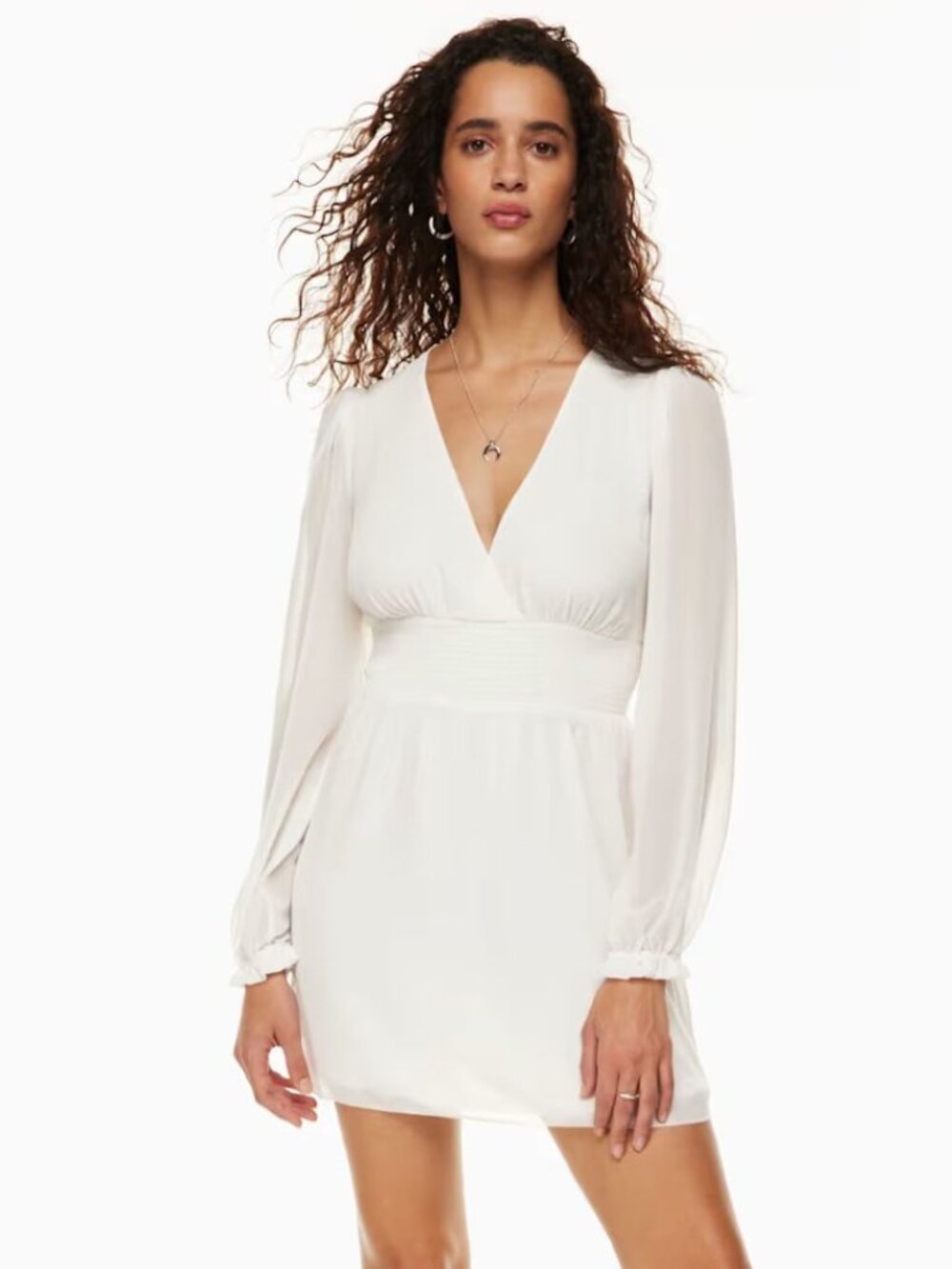Aritzia Wilfred Wistful Chiffon Mini Dress Off-White Size S